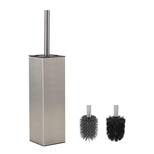 Image of BVL Toilet Brush and Holder Set Brushed Nickel Toilet Bowl Cleaner Brush Freestanding for Bathroom