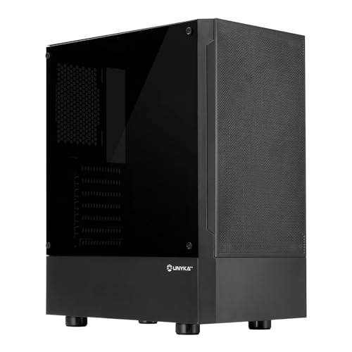 UNYKAch Caja ATX Aero C35,con Panel Lateral de Cristal Templado Tintado, con 2 Puertos USB 3.0, 1 USB 2.0, para Instalación de Tarjetas Gráficas de hasta 315 mm y Disipadores de CPU de hasta 160 mm