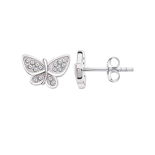 Preisvergleich Produktbild HERZFLÜGEL Ohrringe Schmetterling aus 925 Sterling Silber - Echte Damen Ohrstecker mit Zirkonia Steinen - Rhodiniert