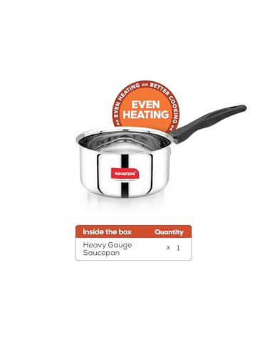 Image of Heavy Gauge Stainless Steel Sauce Pan | Tea Pan | Chai Pan | Milk Pot with Handle | 1.5 Liter | Induction & Gas Stove Compatible