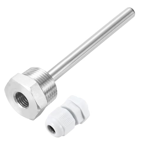 QUARKZMAN Edelstahl 304 Tauchhülsen, 150mm Thermowell G3/4 Zoll Außengewinde Gewinde für Temperatursensor, mit weißer Kappe