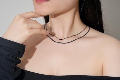 Layered Necklaces for Women, Dainty Gold Choker Necklace,14K Gold Plated Herringbone Cable Link Chain Heart Pendant Necklace Set for Women, Surgical Steel Womens Chain3