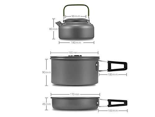 DS-308 Camping Cookware Set - Lightweight, Ideal for 4-5 People, Non-Stick Kettle, Pots, and Pans Mess Kit with Bowls and Soup Spoon for Outdoor Cooking, Backpacking, and Picnic,Multifunctional - Image 5