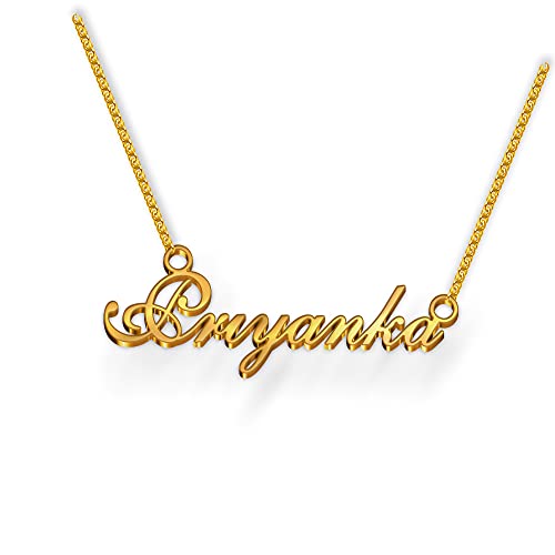 Image of Priyanka Cursive Gold & Silver Name Pendant Necklace, Best Jewelry Gift for Girls.