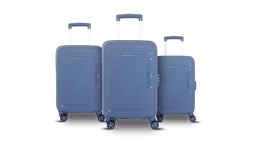 Image of Kamiliant Medium Nexus 3-Piece Luggage Set (Small + + Large) | PP Hard-Shell Trolley with 8 Spinner Wheels & 3-Digit Lock, Trolley Bag /Luggage /Suitcase for Travel for Men and Women-Blue