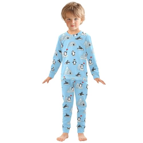 Pajama Sets Long Sleeve Cute Penguins in Water Soft Comfy Sleepwear 2 Piece PJS 3-8T2
