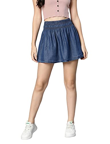 Image of oxolloxo Women Regular Fit Cotton Solid Casual Skirt