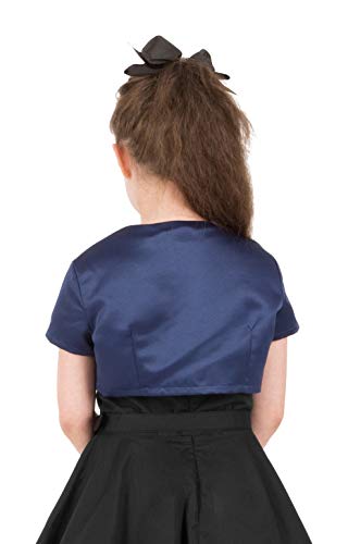 Blackbutterfly Kids Satin Short Sleeve Bolero Childrens Girls Shrug (Midnight Blue, 13-14 Yrs) #TOP3