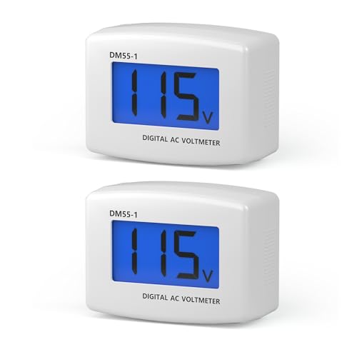 DROK Electric Voltage Testers 2pcs AC 80-300V LCD Display Flat Plug Voltmeter Electrical Outlet Tester Plug in Digital Voltage Meter