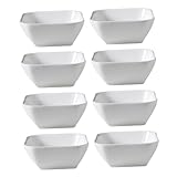 Uonlytech 8 piezas Cuencos Cuadrados de Blanca para Salsas Platos para Mojar Multipropósito Vajilla Resistente y Fácil de Limpiar para Aperitivos y Condimentos Mesa