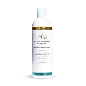 PetScy – Aloe & Oatmeal Shampoo for Dogs and Cats, Moisturizing Pet Shampoo for Skin Relief, All-Natural, Soap-Free & Gentle, Pina Colada Scent, 12 Oz