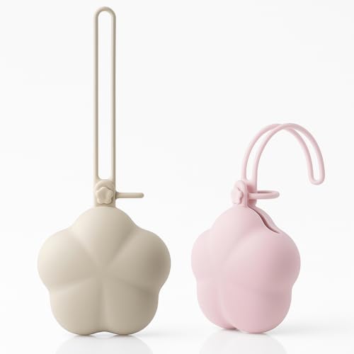 Image of Pacifier Holder Case, Portable Pacifier Storage Case, Flower Shape, 100% Food Grade Silicone Binky Holder for Baby Girls,BPA Free, 2Pcs