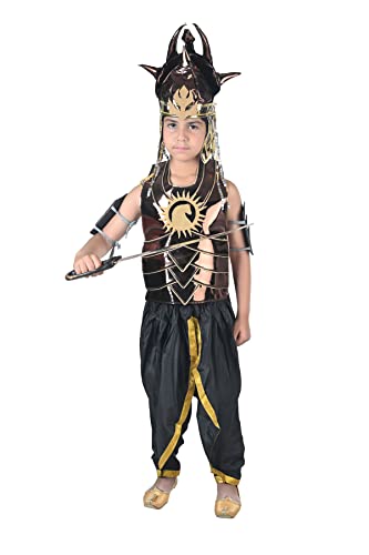 Image of BookMyCostume Baahubali Warrior Indian Movie Character with Helmet & Sword Kids & Adults Fancy Dress Costume 7-8 yrs