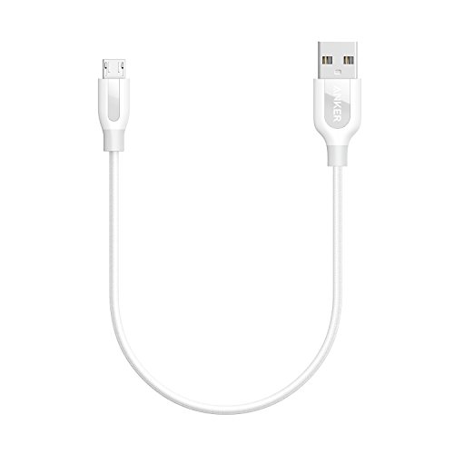 Anker PowerLine+ Micro USBケーブル【2重編込の高耐久ナイロン素材 / 結束バンド付属】急速充電 高速データ通信対応 Xperia、Nexus、Samsung、Android 各種、その他USB機器対応 (0.3m ホワイト)