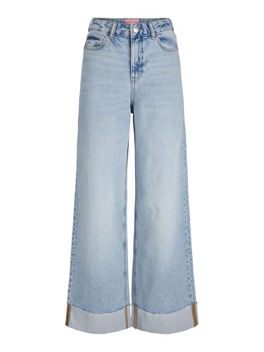 JJXX Jxtokyo Wide Fold Up HW Jeans R6169 Dnm Pantalón, Mezclilla De Color Azul Claro, 32W / 32L Mujeres