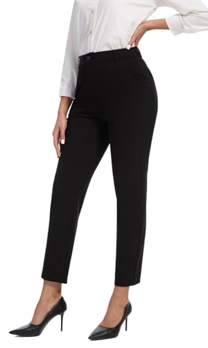 Women's High Waisted Dress Pants Straight Leg Business Trousers with Pockets Stretch Fabric for Office Work Casual3