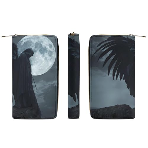 Horror Vampire Devil Grim Reaper Wristlet Wallets for Men Women Leather Purse Clutch Cute Card Holder3