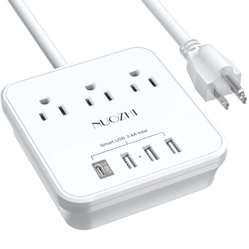 Cruise Essentials, NUOZHI 6 Ft Power Strip with 3 Outlets and 4 USB Ports...