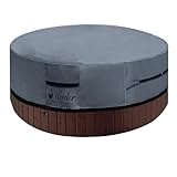 UCEDER Round Waterproof Hot Tub Cover -Outdoor Spa Cover Cap(Actual Size 85''x20'' Fit 83''x 20'') 600D Heavy Duty Polyester Hot Tub Cover Protector(Dark Gray)