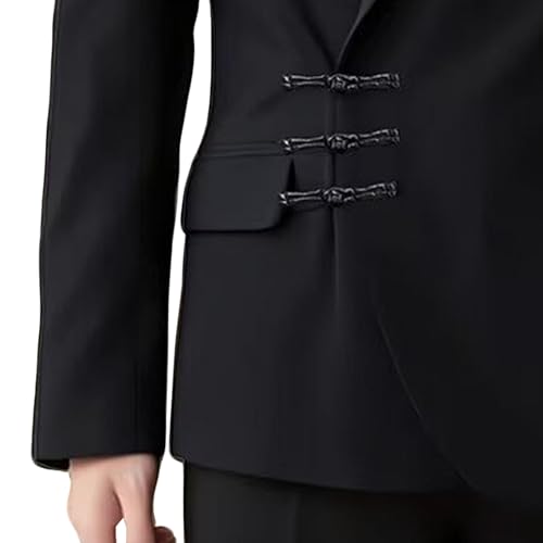 Men's Casual Slim Fit Suit Jacket Stylish Business Blazer Chinese Tunic Suit Notch Lapel Dress Tuxedo Coat3