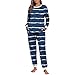 Women's Fuzzy Striped Winter Pajamas Set Long Sleeve Fleece Soft Pjs Top & Pants Sleepwear 2Pcs Lounge Sets with Pockets