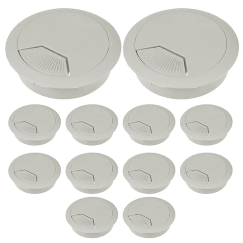 12pcs Tapa para Orificio de Cable Organizador Gris Blanco para Escritorio, Gestión de Cables para Oficina y Hogar miniatura 1