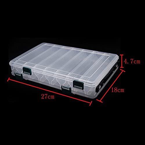 Lonkiktik 13 Compartments Tackle Box with Removable Dividers Hard Plastic Fishing Lure Bait Squid Jig Hooks Storage Organizer Case 10.4 x 6.5 x 2 inches