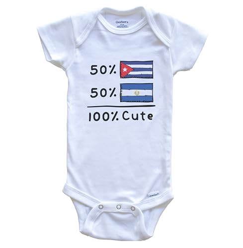 50% Cuban Plus 50% Salvadorian Equals 100% Cute Cuba El Salvador Flags Baby Bodysuit