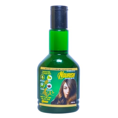 Nourish Ayurvedic Hair Oil for Hair Growth & Scalp Nourishment | With Bhringraj, Coconut, Amla & Brahmi | Non-Sticky, Fast Absorbing | For Men & Women – 100ml