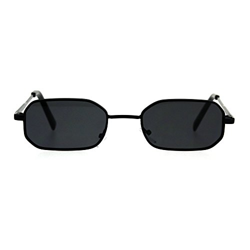 SA106 Mens Narrow Metal Rim Rectangular Hippie Pimp Sunglasses