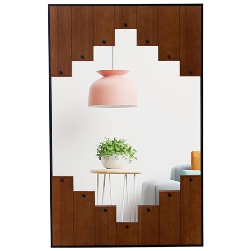 COSTWAY Decorative Wall Mirror, 95x60cm Large Rectangle Hanging Vanity Mirror, Farmhouse Black Metal Frame Horizontal/Vertical Wall Mounted Mirror Decoration for Bathroom, Living Room and Hallway