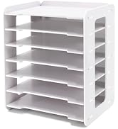 SONGWAY 24-Compartment Desk Paper Organizer - Adjustable Literature Mail Sorter For Home Office & School (White)