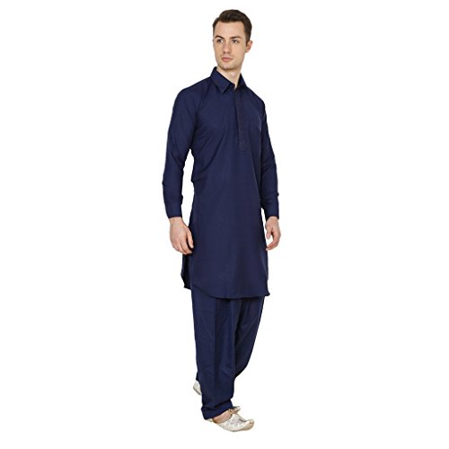 Traje Pathani Kurta Royal azul marino para celebraciones y eventos 3