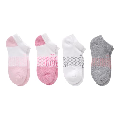 Hanes Women's No-Show, 4 Pairs, Absolute Active Socks, Moisture-Wicking, Cushioned2