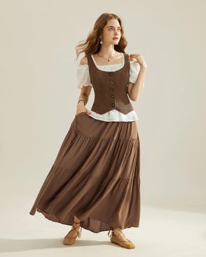 Scarlet Darkness Women Renaissance Corset Vintage Button Down Corduroy Pirate Waistcoat Vest3