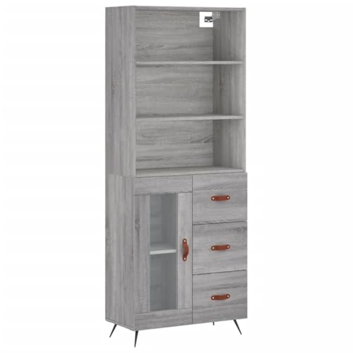 Highboard gris Sonoma de madera robusta y diseño moderno vertical 3