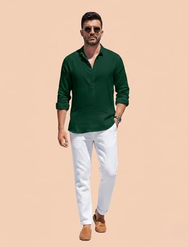 Image of Men's Cotton Blend Straight Kurta Shirt Combo with Mandarin Collar - Slim Fit Casual Short Kurti Set Featuring Textured Slub Fabric and Roll-Up Full Sleeves
