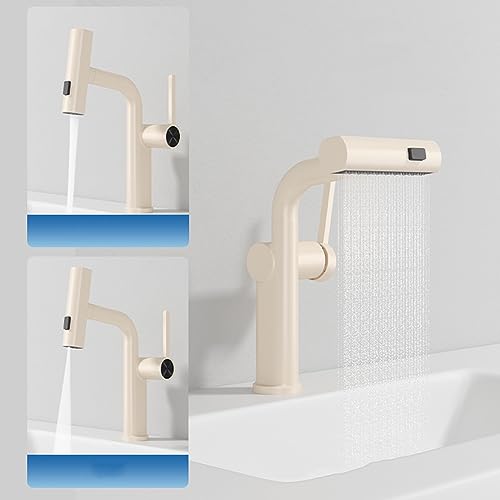 Grifo extraíble de baño con 3 funciones de chorro para lavabo monomando gris 6
