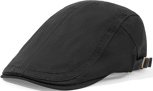 Lynmquober Mens Vintage Newsboy Cap Ivy Irish Adjustable Beret Driving Hat Black