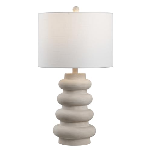 JONATHAN Y 26' Antique White Modern Minimalist Resin Stacked Ovoid Table Lamp, Rustic Coastal...