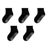 YxY 5 Paar Rutschfeste Baumwolle Socken ,Anti-Rutsch-Socken,ABS Stopper Socken,Rutschfeste Bodensocken für 1–7 Jahre Baby, Jungen und Mädchen (20-23 EU, Unisex Black)