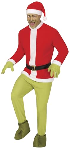 GUIRMA | Disfraz Christmas Hater Adulto (52-54/L) - Casaca, Cinturón, Gorro, Guantes y Pantalón - Disfraces de Elfo para Navidad, Año Nuevo y Fiestas de Disfraces - Hombre - Rojo y Verde