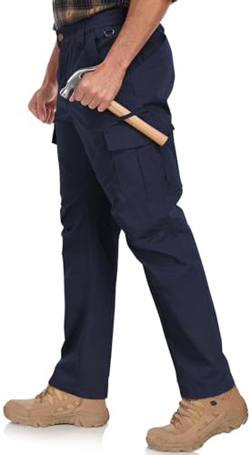 Image of Mens Cargo Work Pants Durable Ripstop Tactical Pants with 7 Pockets Outdoor Water Resistant Hiking Woking Construction Pants