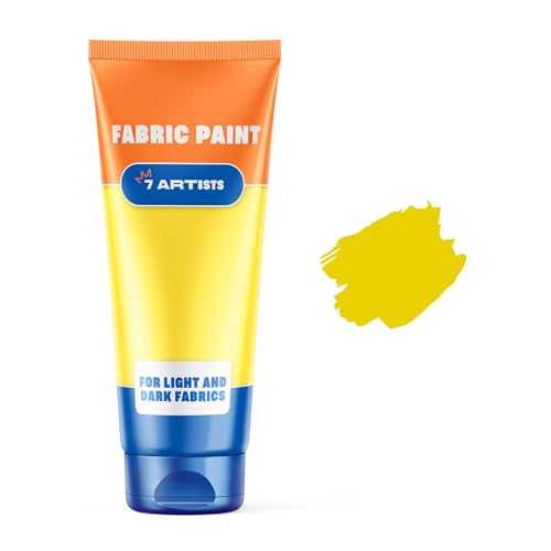 7 Artists Pintura Textil Amarillo Claro 60 ml – Pinturas para Tela y Cuero Permanente y Lavable | Pintura para Ropa, Zapatillas y Jeans | Pinturas Textiles para Tela | Fabric Paint Profesional
