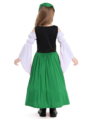 Kids Girls Medieval Renaissance Faire Dress Off Shoulder Bell Long Sleeve Princess Maxi Dress4