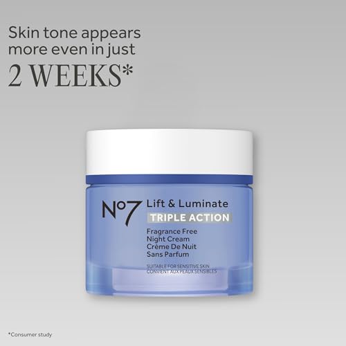 No7 Lift and Luminate Triple Action Fragrance-Free Night Cream – Anti-Wrinkle Collagen Peptide Brightening Moisturizer with Hyaluronic Acid, Hibiscus, and Vitamin C (50ml) - Image 3