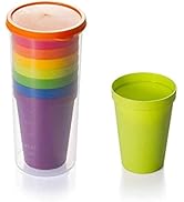 Amazon プラスチックコップ コップ カップ 耐熱 プラスチック 0ml ケース付き おしゃれ 7個セット 再利用可能 幼稚園 保育園 使い捨てドリンクカップ オンライン通販