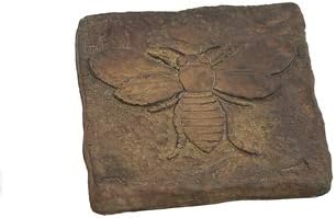 Set of 2 Bee Stepping Stone- 2" h x 12" Square-Weathered Stone