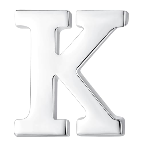Image of HONEY BEAR Initial Alphabet Letter Lapel Pins Collar Badge Brooches for Mens /Womens Shirt Dress Decoration Silver