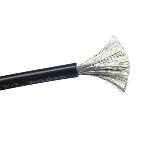 Outdoor Extension Tinned Copper Silicone Cable 14AWG 20AWG Soft and Flexible Electrical Wire High Temperature Resistance Wire Solar sheathed(Color:Black,Size:2meter 15 AWG)